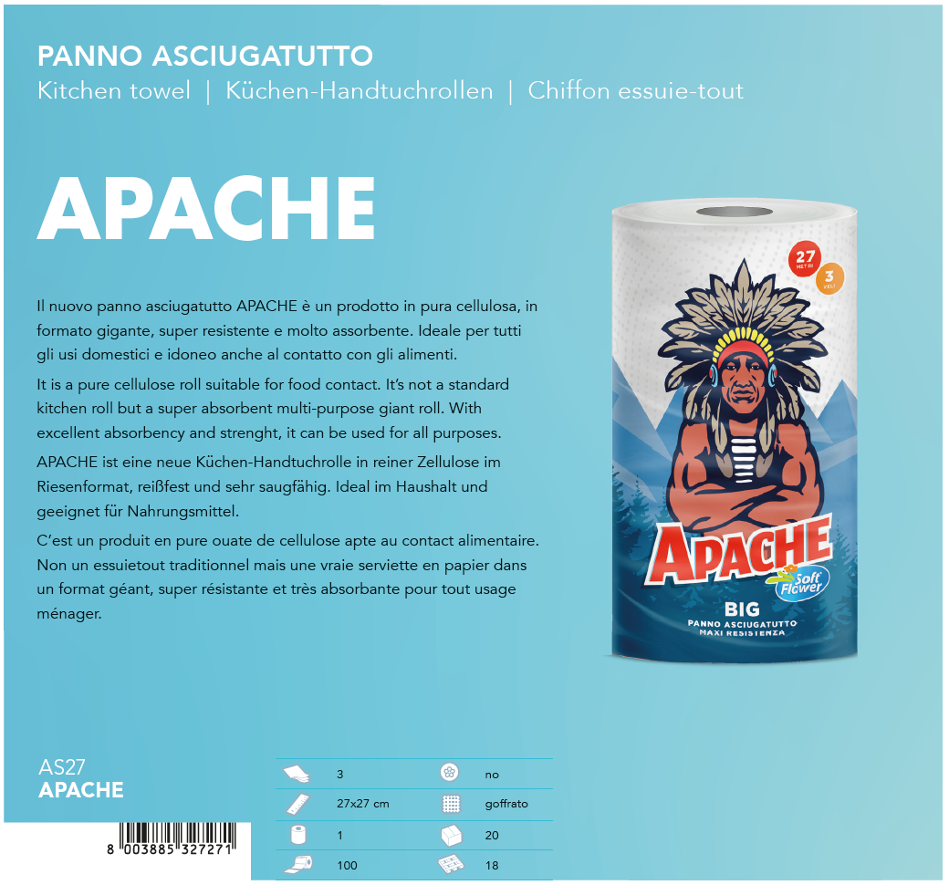 APACHE L'Asciugatutto Apache 1 rotolo 3 veli - immagine 1